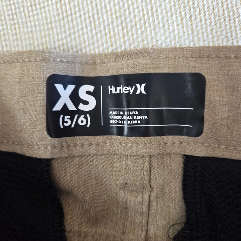 Hurley Shorts Boys XS 5/6 Khaki‎ Tan Stretch Flat Front Adjustable Waistband New